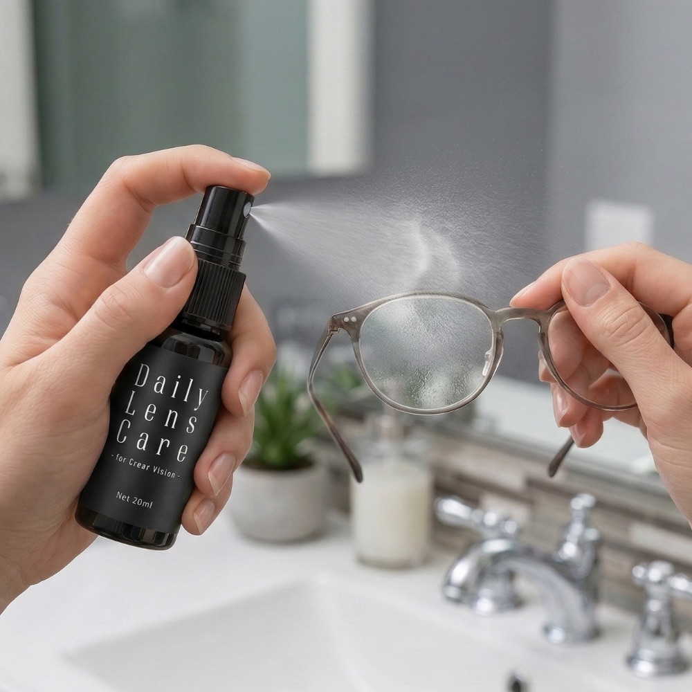 Spraying on eyeglasses